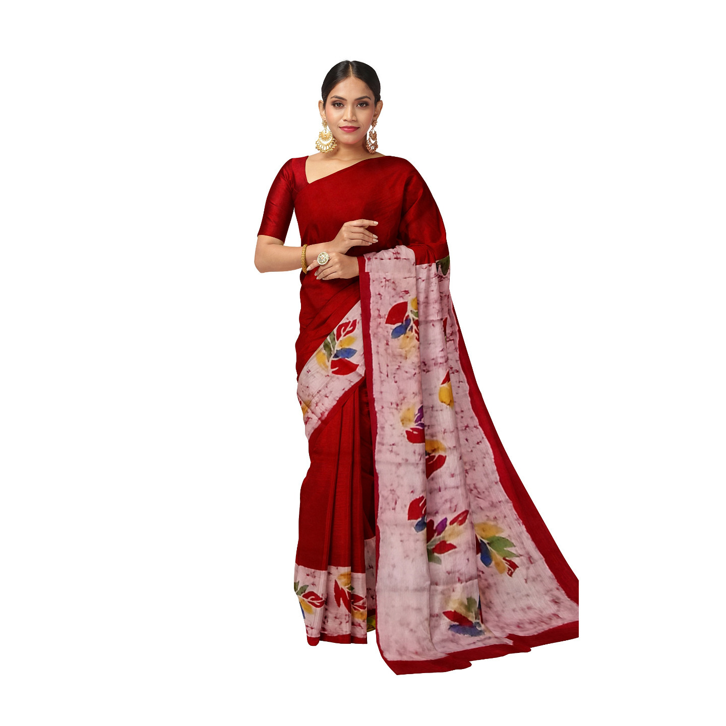 hand woven hand batik pure silk saree and blouse piece with Silk Mark GCM90