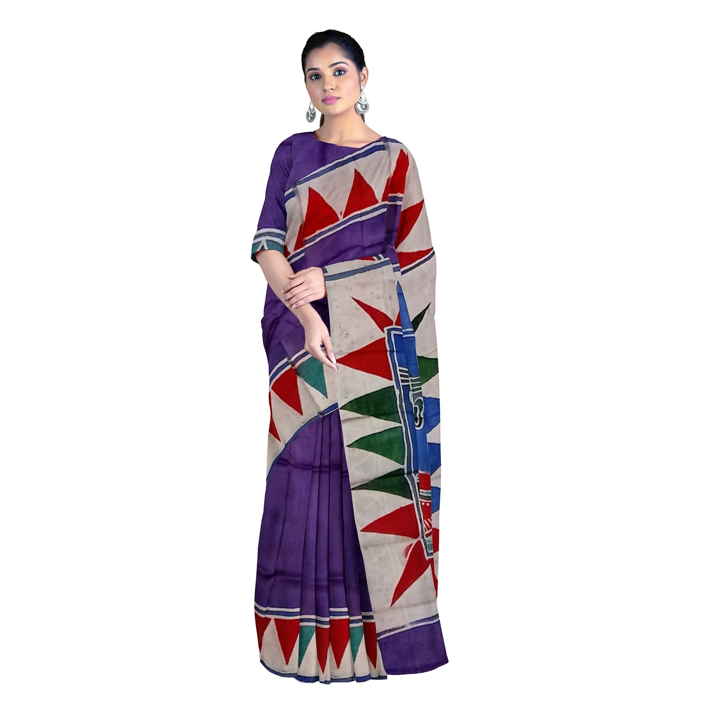 hand woven hand batik pure silk saree and blouse piece with Silk Mark GCD101