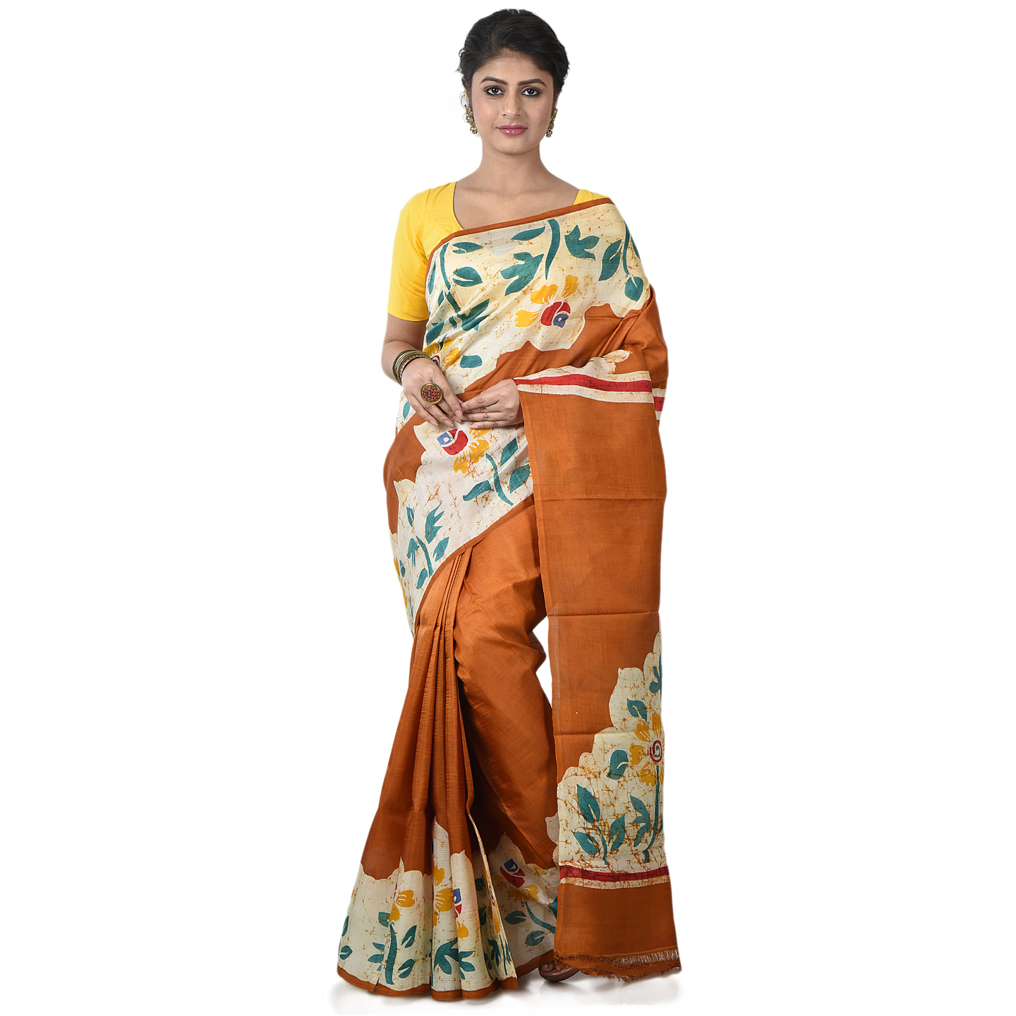 hand woven hand batik pure silk saree and blouse piece with Silk Mark (GCD31)