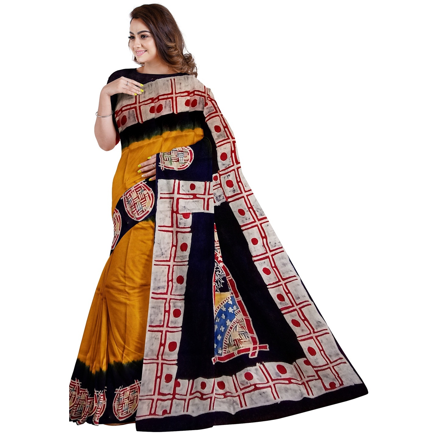 hand batik mulberry silk saree and blouse piece with Silk Mark GCM40