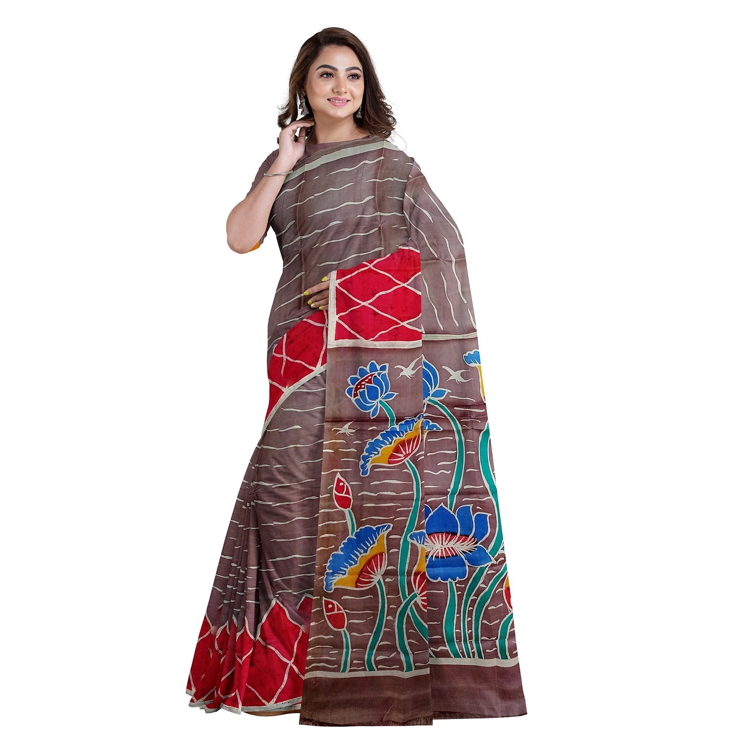 hand woven hand batik pure silk saree and blouse piece with Silk Mark GCD29