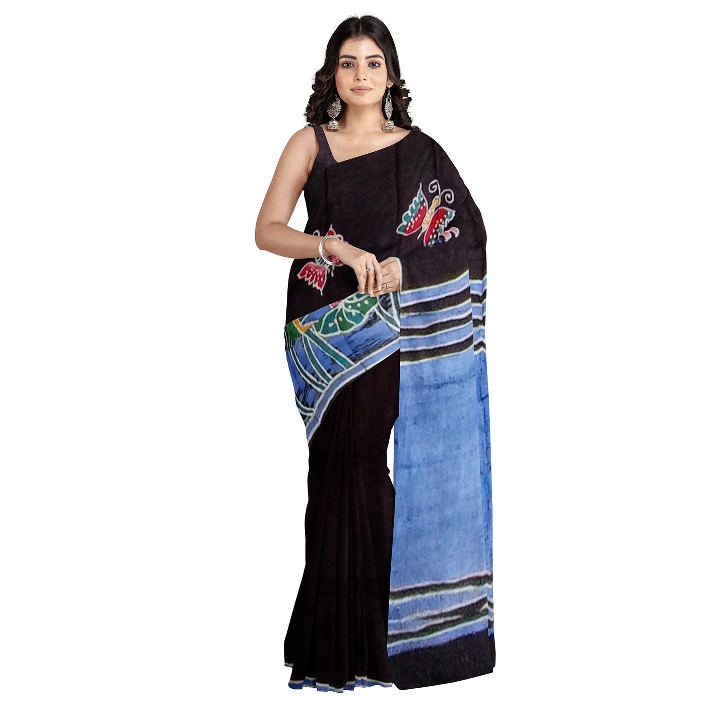 hand woven hand batik pure silk saree and blouse piece with Silk Mark GCD88