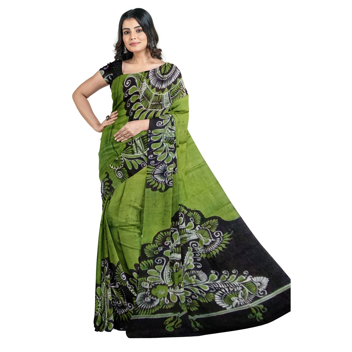 hand woven hand batik pure silk saree and blouse piece with Silk Mark GCD96