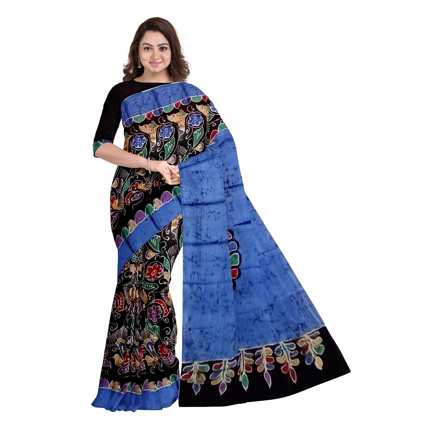 hand woven hand batik pure silk saree and blouse piece with Silk Mark GCD35