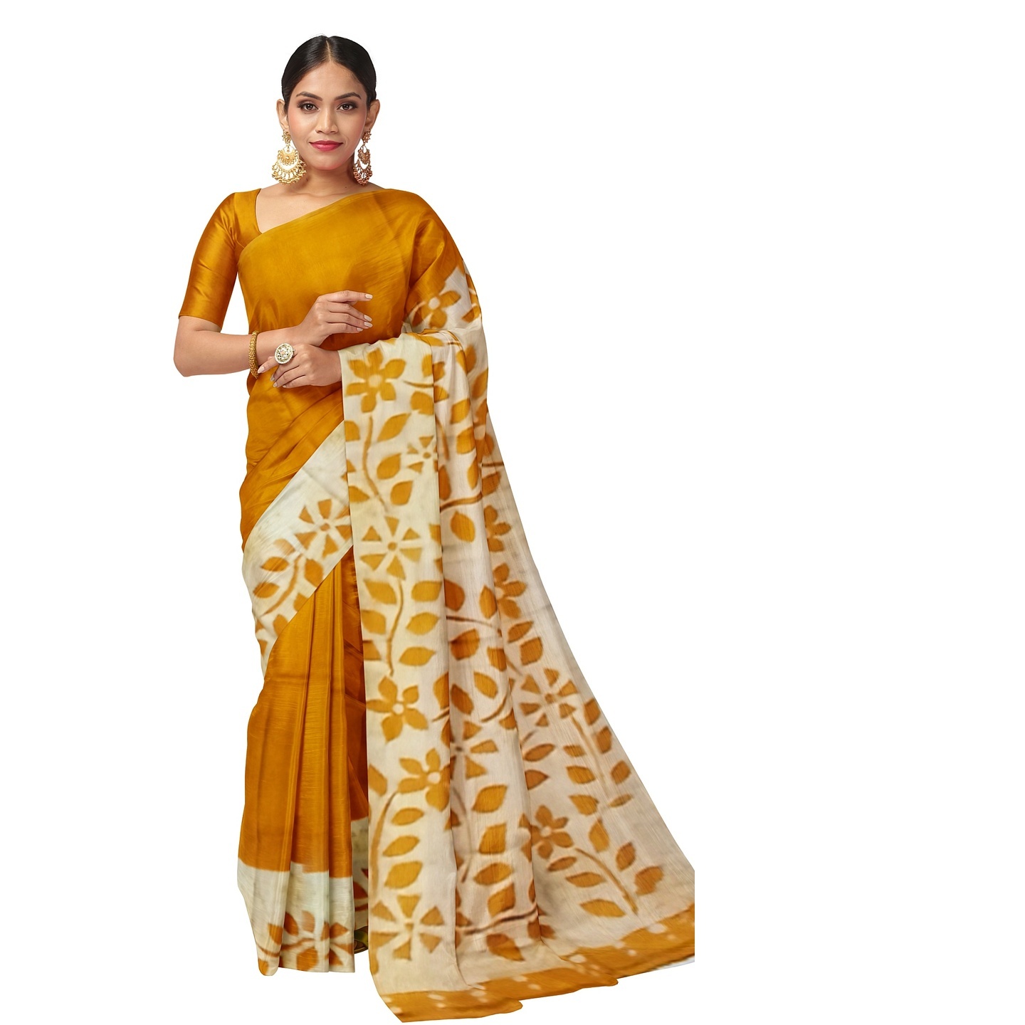 hand woven hand batik pure silk saree and blouse piece with Silk Mark (GCM152)