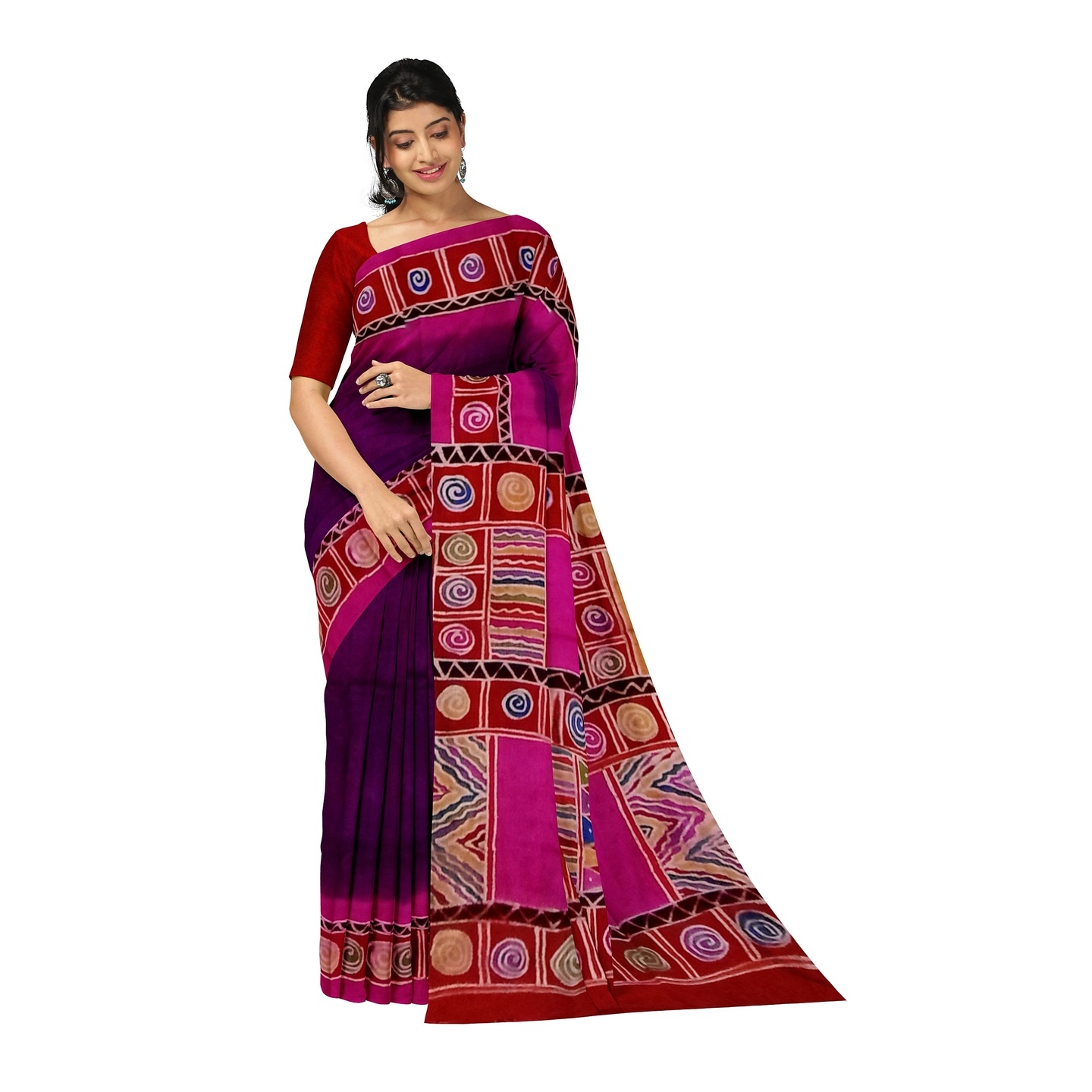 hand woven hand batik pure silk saree and blouse piece with Silk Mark GCM134