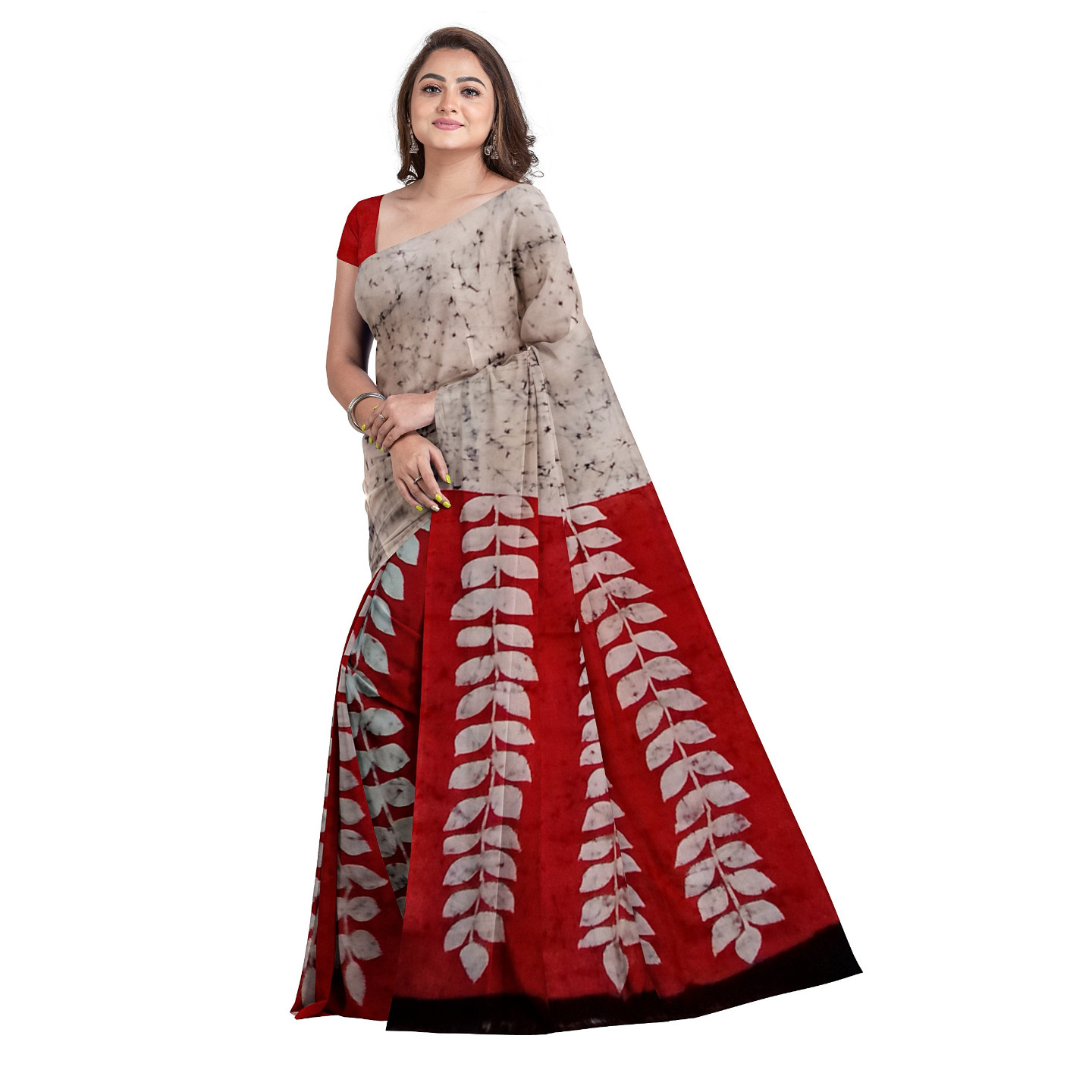 hand woven hand batik pure silk saree and blouse piece with Silk Mark GCM58
