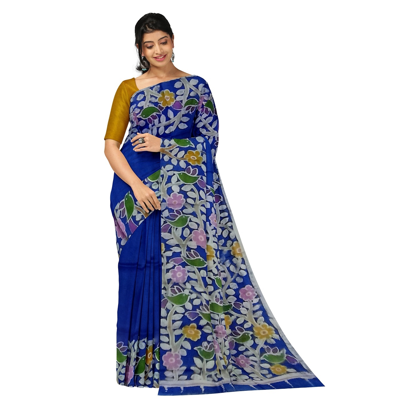 hand woven hand batik pure silk saree and blouse piece with Silk Mark GCM145