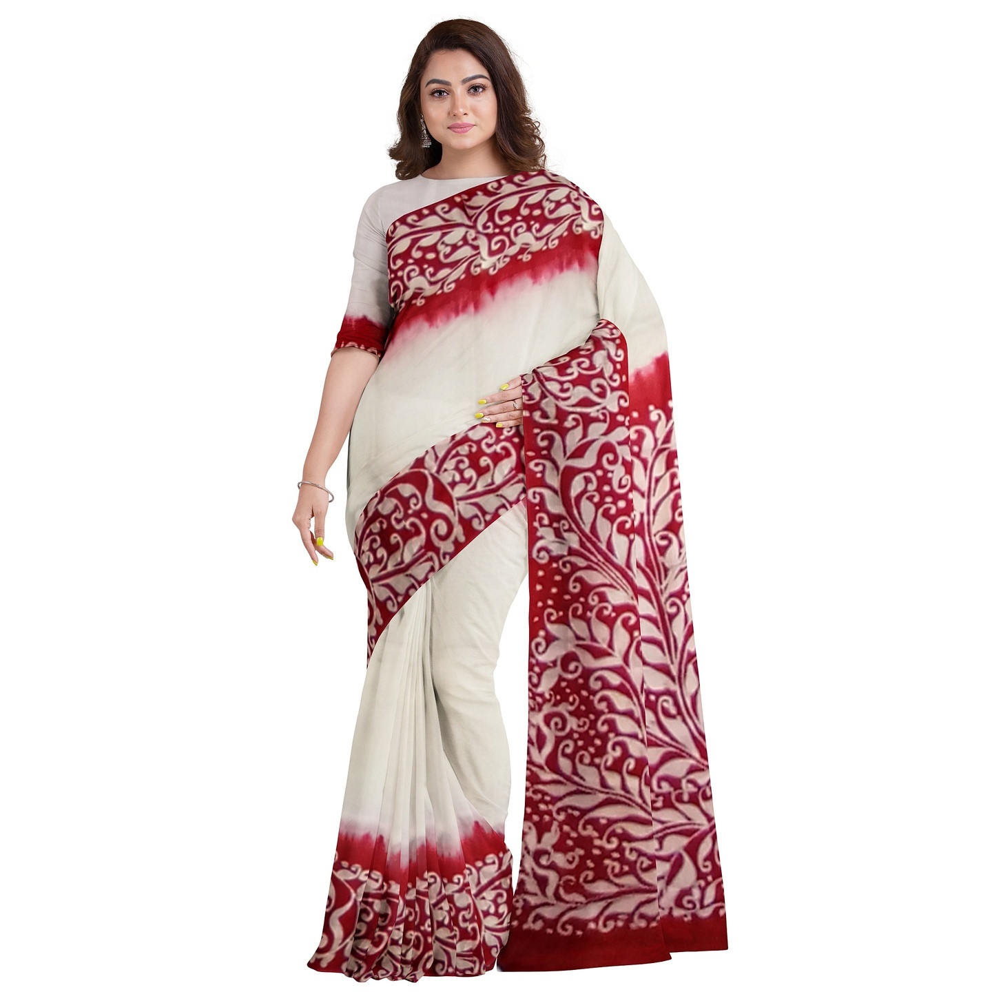 hand woven hand batik pure silk saree and blouse piece with Silk Mark GCD6