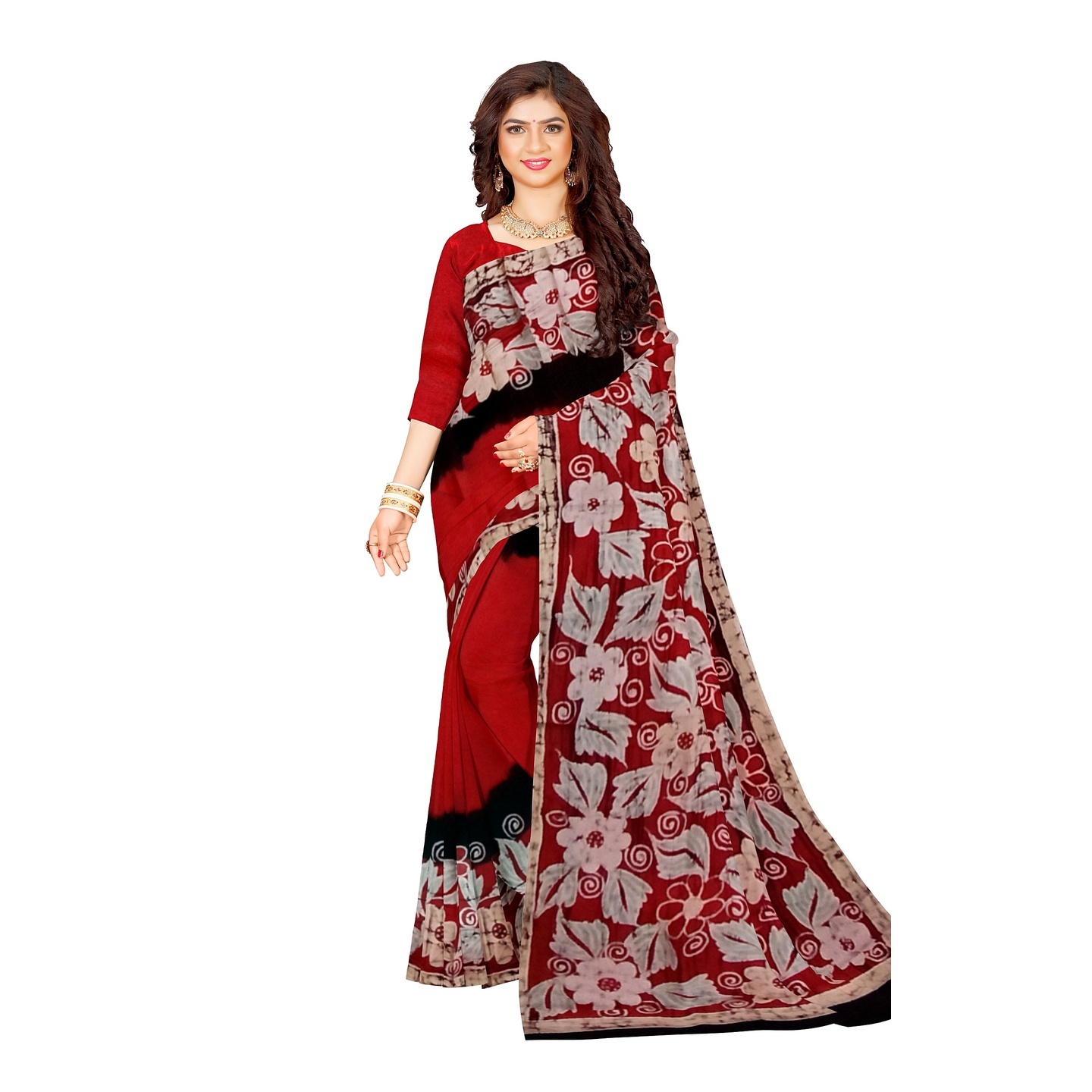 hand woven hand batik pure silk saree and blouse piece with Silk Mark GCD91