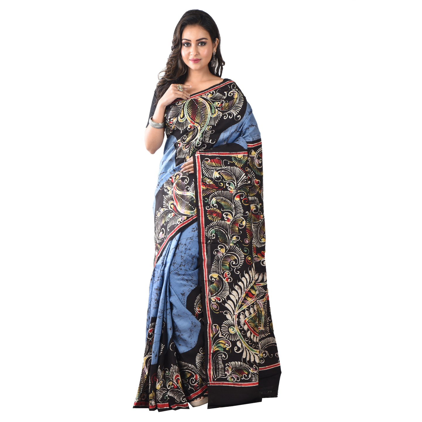 hand woven hand batik pure silk saree and blouse piece with Silk Mark (GCD84)