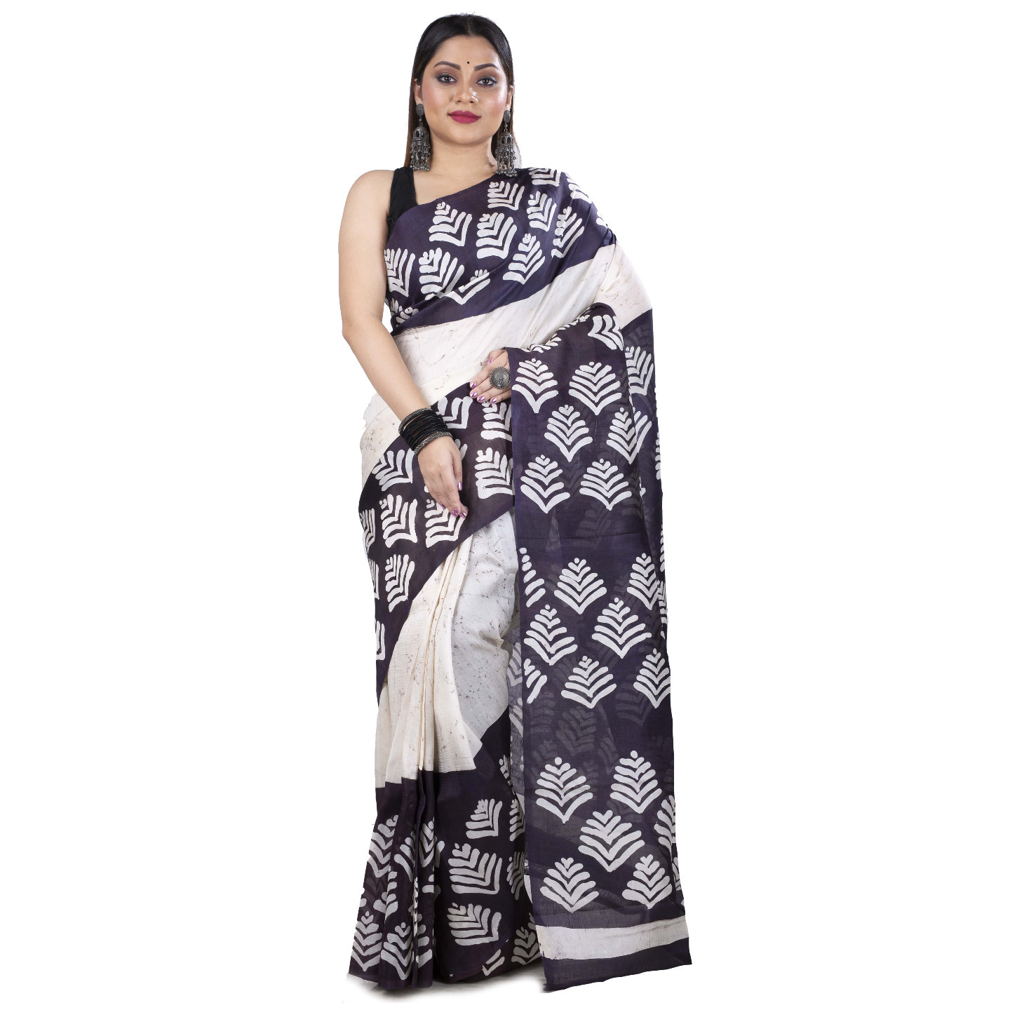 hand woven hand batik pure silk saree and blouse piece with Silk Mark (GCM114)