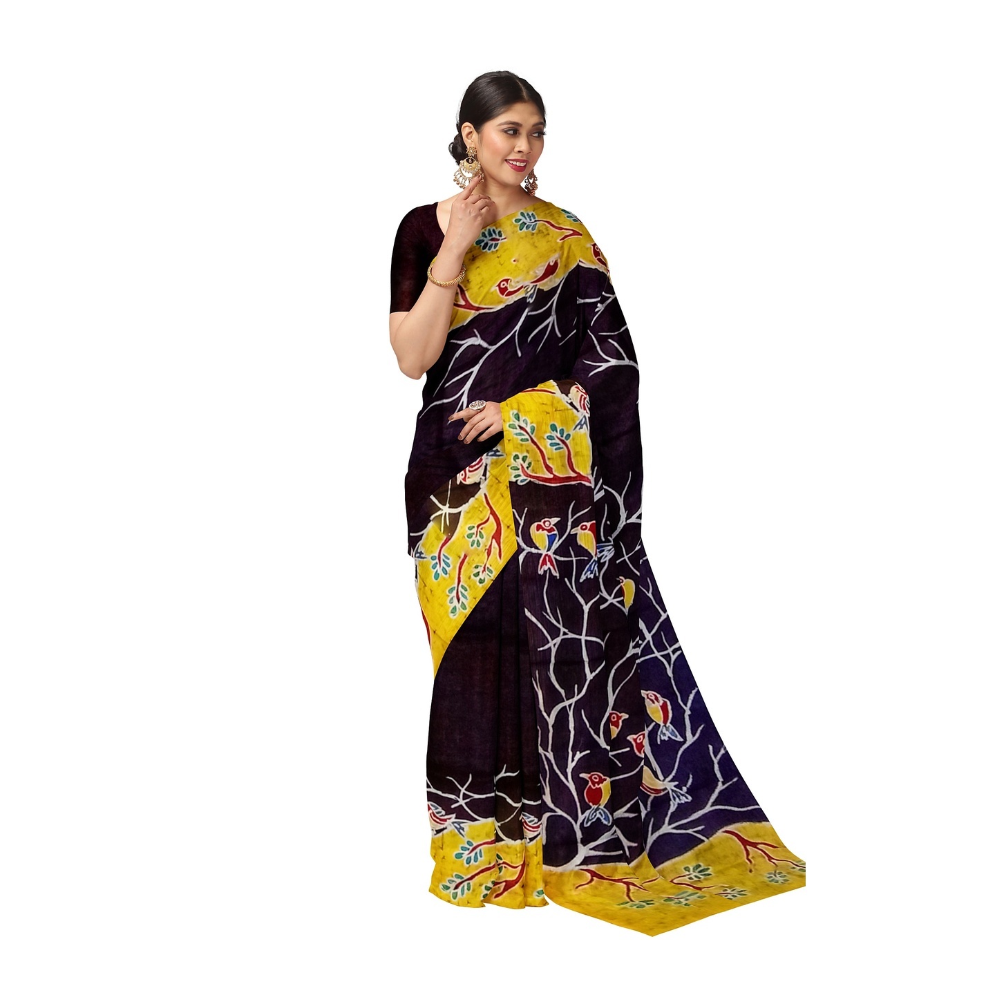 hand woven hand batik pure silk saree and blouse piece with Silk Mark GCM150