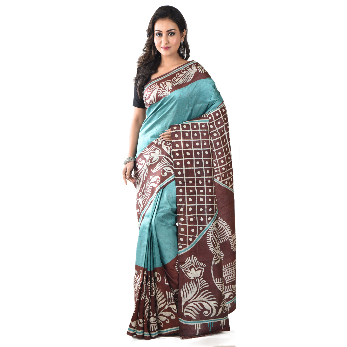 hand woven hand batik pure silk saree and blouse piece with Silk Mark (GCM12)