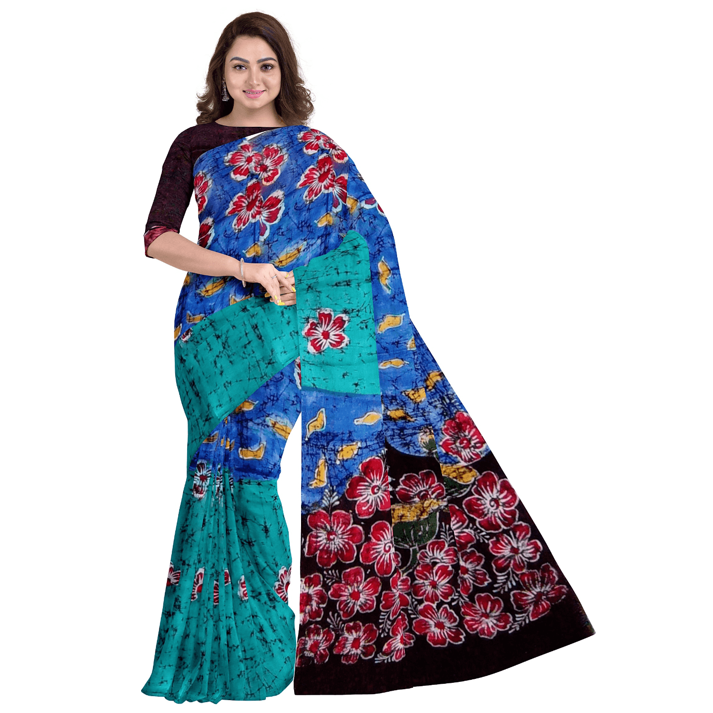 hand batik mulberry silk saree and blouse piece with Silk Mark GCD68