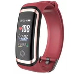 LONGET Smart Watch M4 Bluetooth Smart Bracelet (Red Strap, Size : Free Size)