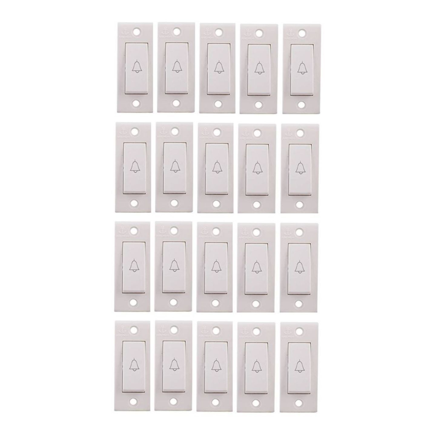 Anchor 6amp Bell Push Switch White Colour Pack of 20 NON MODULAR