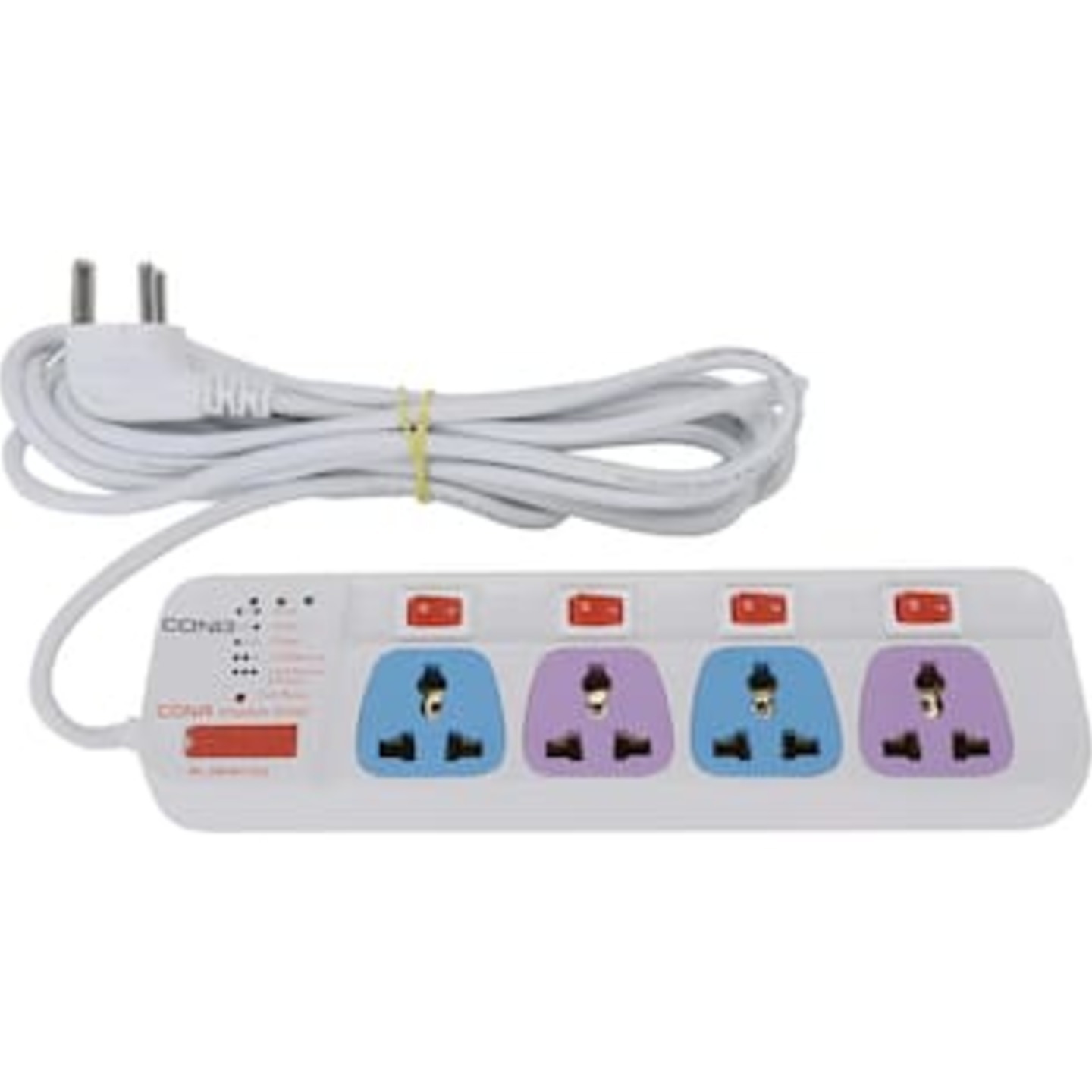 Cona Three Pin White Extension Board  4 m , 4 Socket , 4 Switches