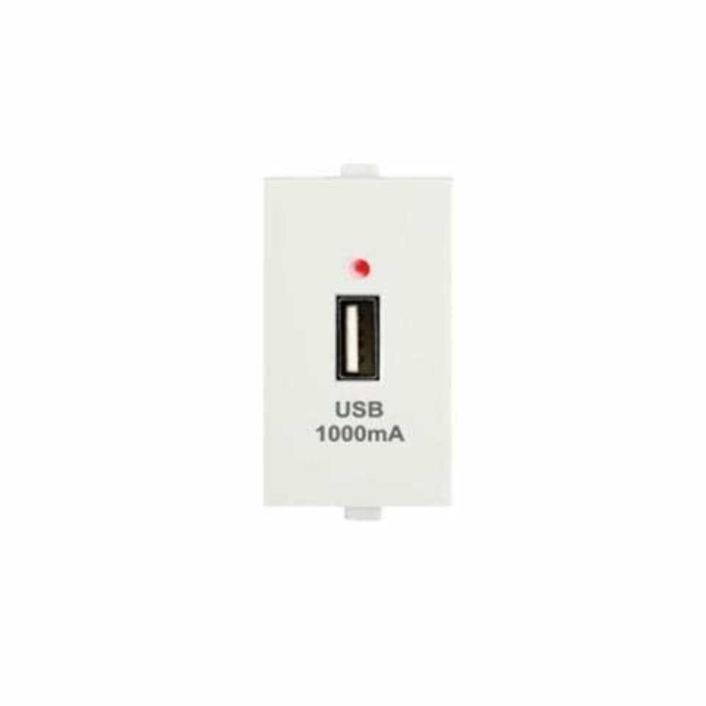 Anchor by Panasonic Penta Modular Polycarbonate 1m USB Charger 1000 mA 5V Dc White pack of 10