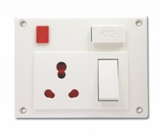 GL755--16A EIKON  5-in-one Universal Switch
Socket Combined with Indicator pack of 5