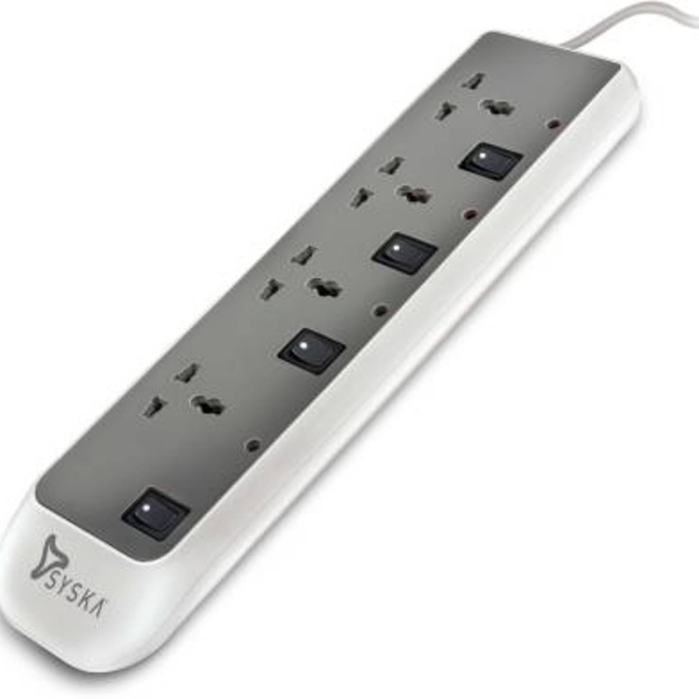 Syska 4 Way power strip 4 Socket Extension Boards  Grey