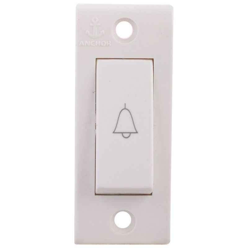 Anchor Penta Deluxe 6A Bell Push White Switch, 14113 pack of 30