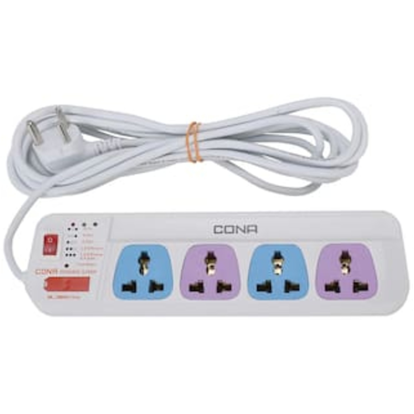 Cona Three Pin White Extension Board  4 m , 4 Socket , 1 Switches