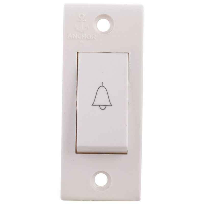 Anchor Penta Cherry 6A Bell Push White Switch, 14123 PACK OF 30