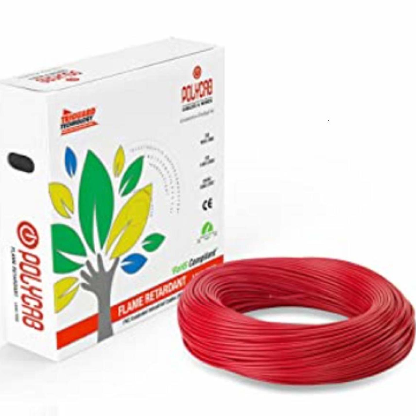 Polycab PVC Insulated 1mm Single Core Flexible Copper Wires and Cables for DomesticIndustrial Electric  Home Electric Wire  90 Mtr  Electrical Wire  Red