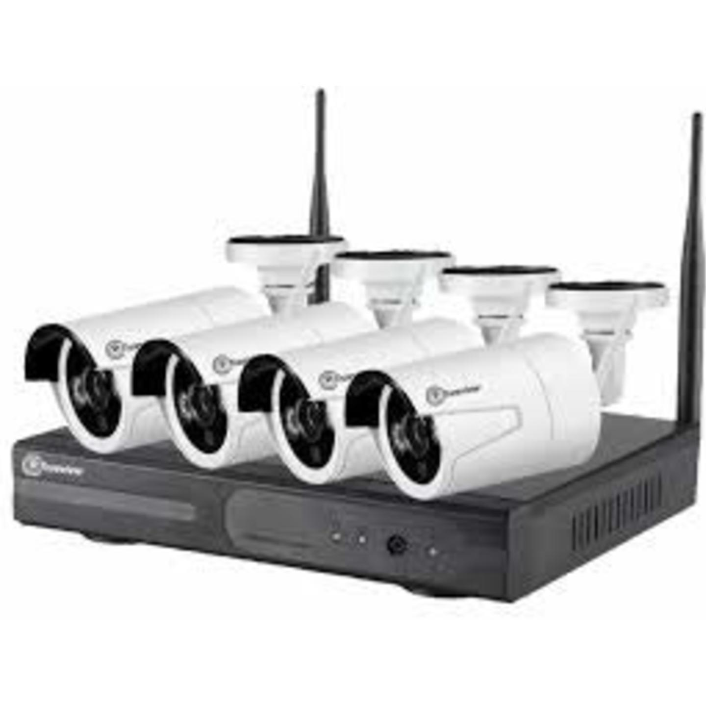 Trueview 3 mp H265+ CCTV Surveillance KIT WNVR Wide WiFi Range Night Vision 3MP AUTO Pair Wireless System 4 Channel HD WiFi NVR kit HD Outdoor/Indoor IP65 Waterproof