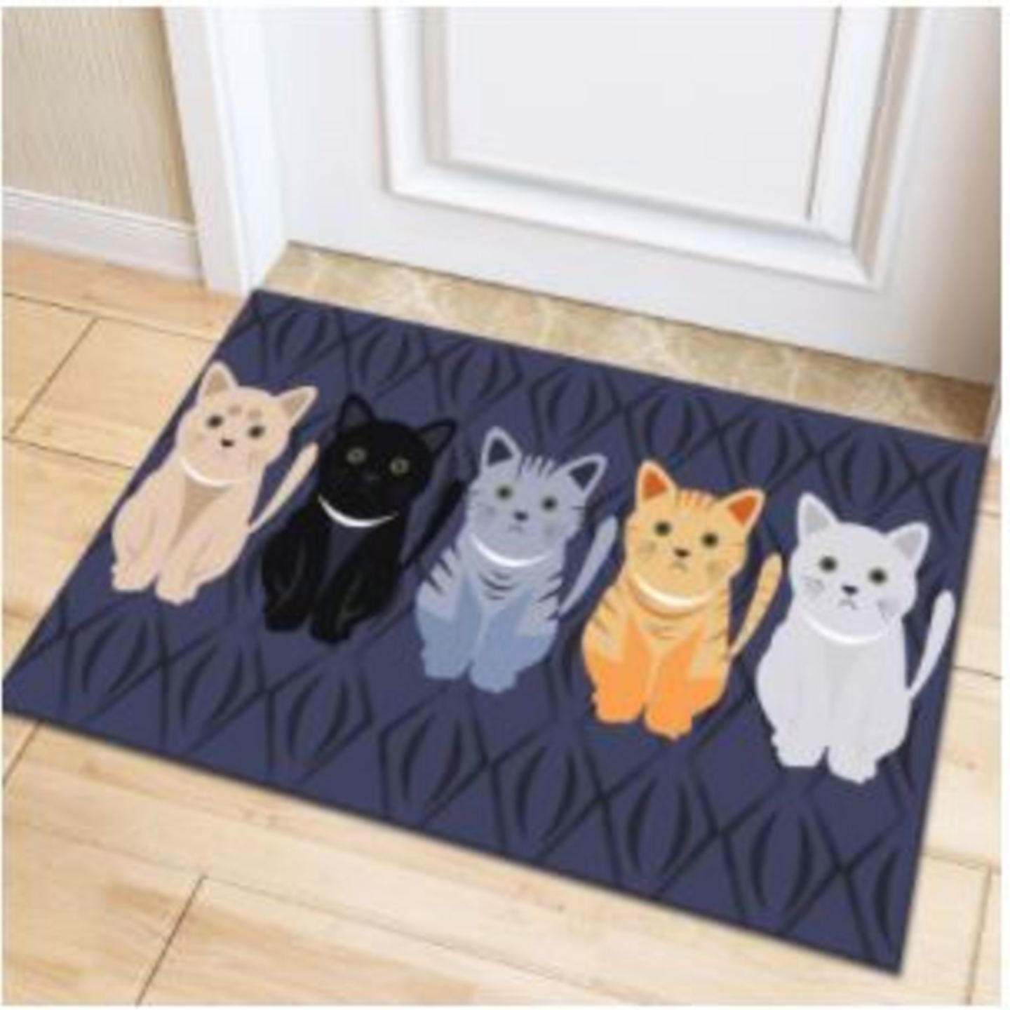 House Doormat with Cute Welcoming Cats and Anti Slip