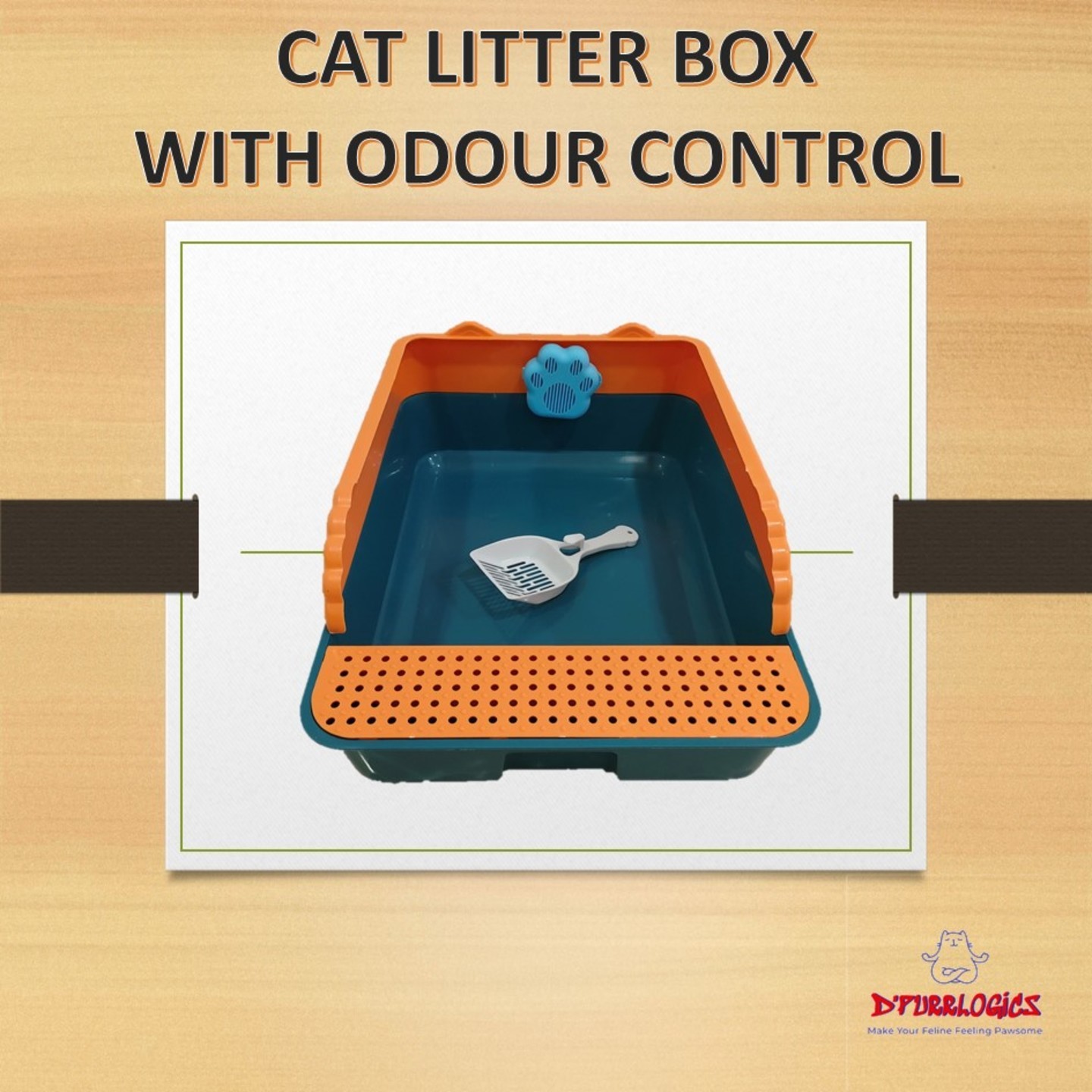 Cat litter Box with Odour Control Paw Pack OPP