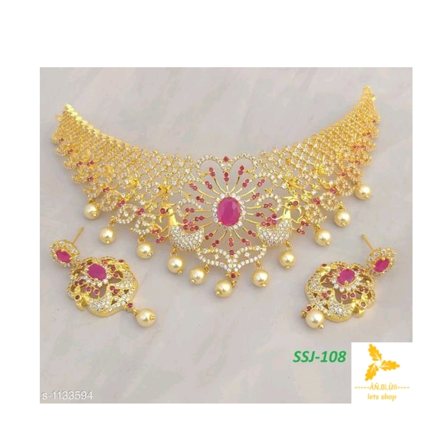 Elegant party wear Brass Necklaces gold plated