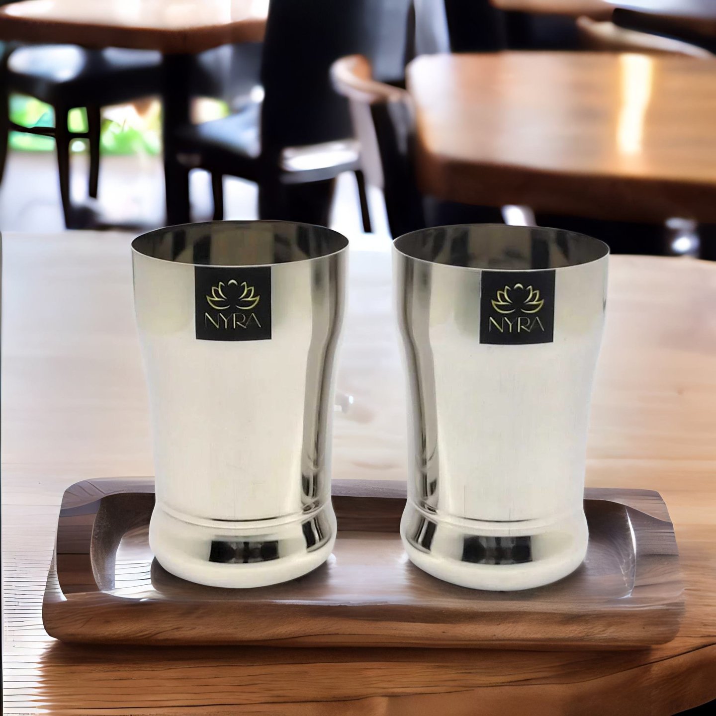 Nyra Stainless Steel Glass Tumbler for Water, Juice, Beverages, Heavy Gauge, 400 ML each