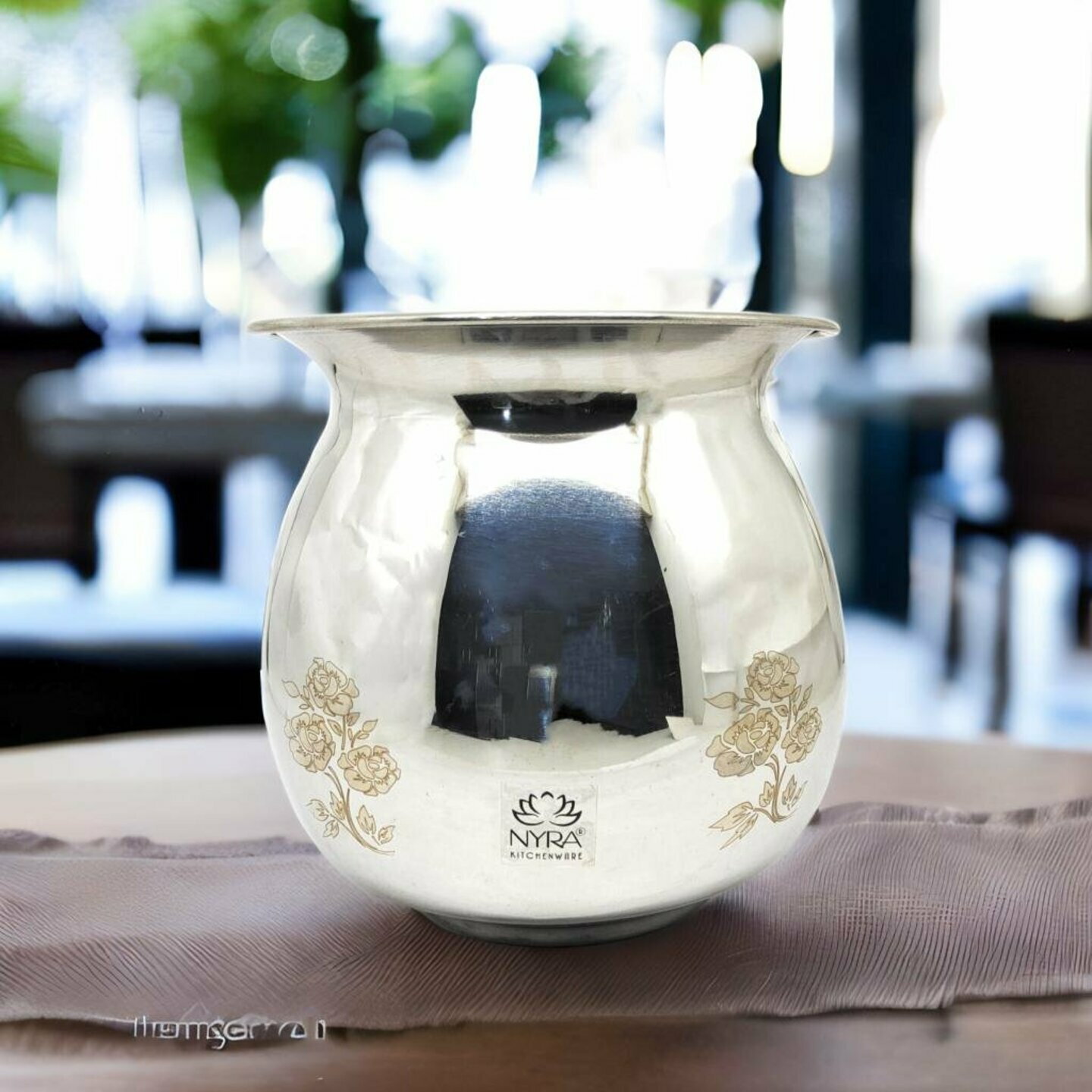 Nyra Stainless Steel Lassi Lota with Engraved Floral Laser Design, Multipurpose  Drink ware  Storage ware  Home & Kitchen