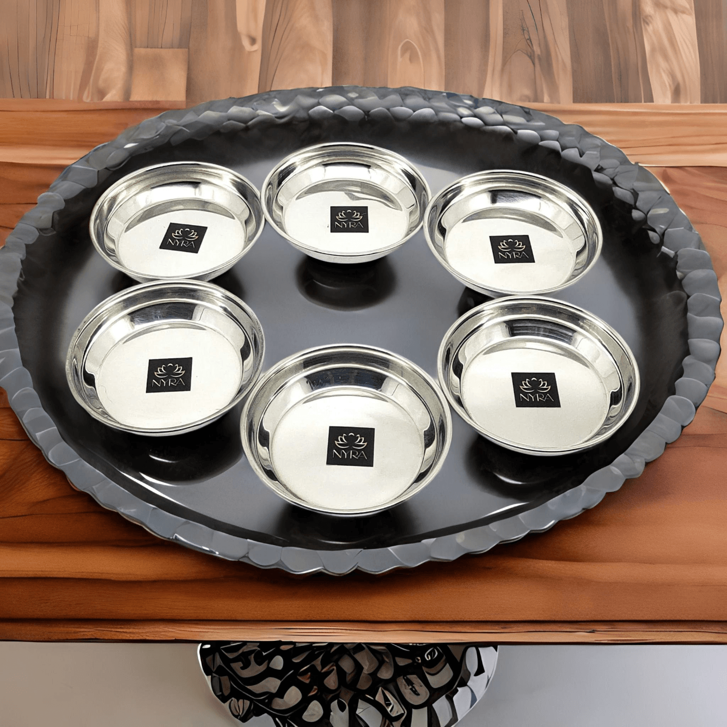 Nyra Stainless Steel Sweet Dish Katori Vati Halwa Plate Ice Cream , Rasberry, Pudding Serving Dish Bowls Set of 6 Pcs for Curry, Dessert, Salad, Soup Useful for Home, Restaurants, Hotels & Parties  160 ML each