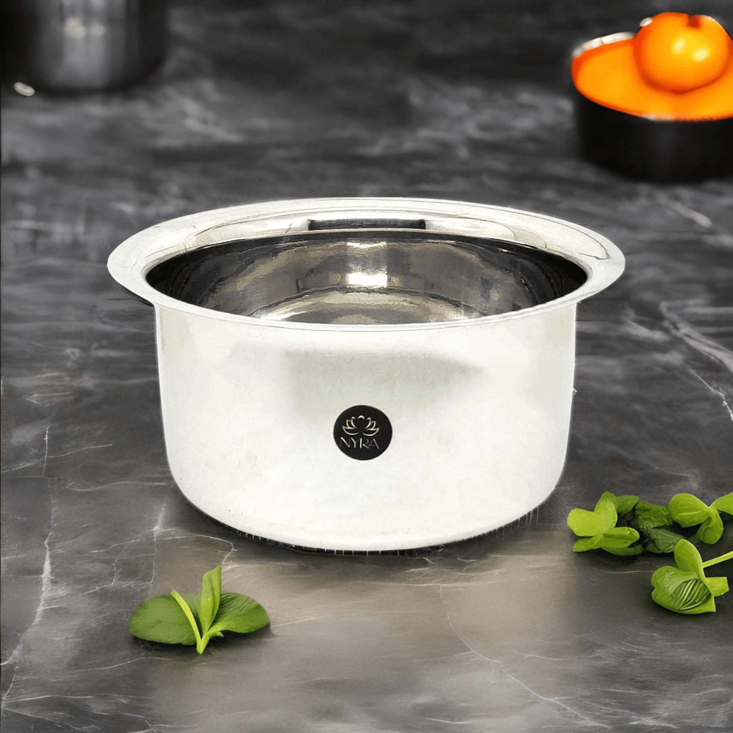 Nyra Stainless Steel Tope Induction Compatible Patila Heavy Gauge Flat Bottom Boiling Vessel Cooking Pot Bhagona Dekchi, Silver
