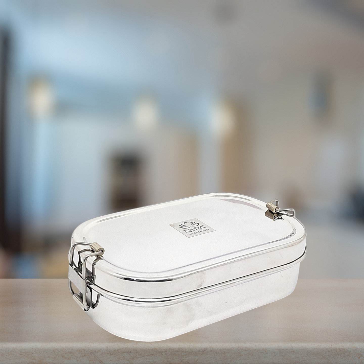 Nyra Stainless Steel Lunch BoxTiffin with Locking Clips  Veg Box Included with Inner Small Container for Office  School  Picnic