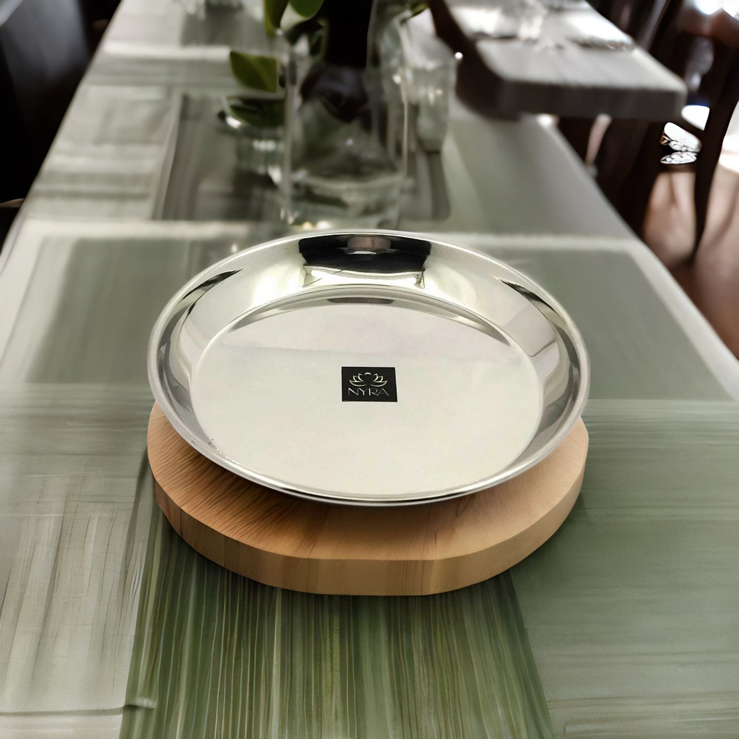 NYRA Stainless Steel Quarter Side Plates with glossy outer finish Set for SnacksBreakfast