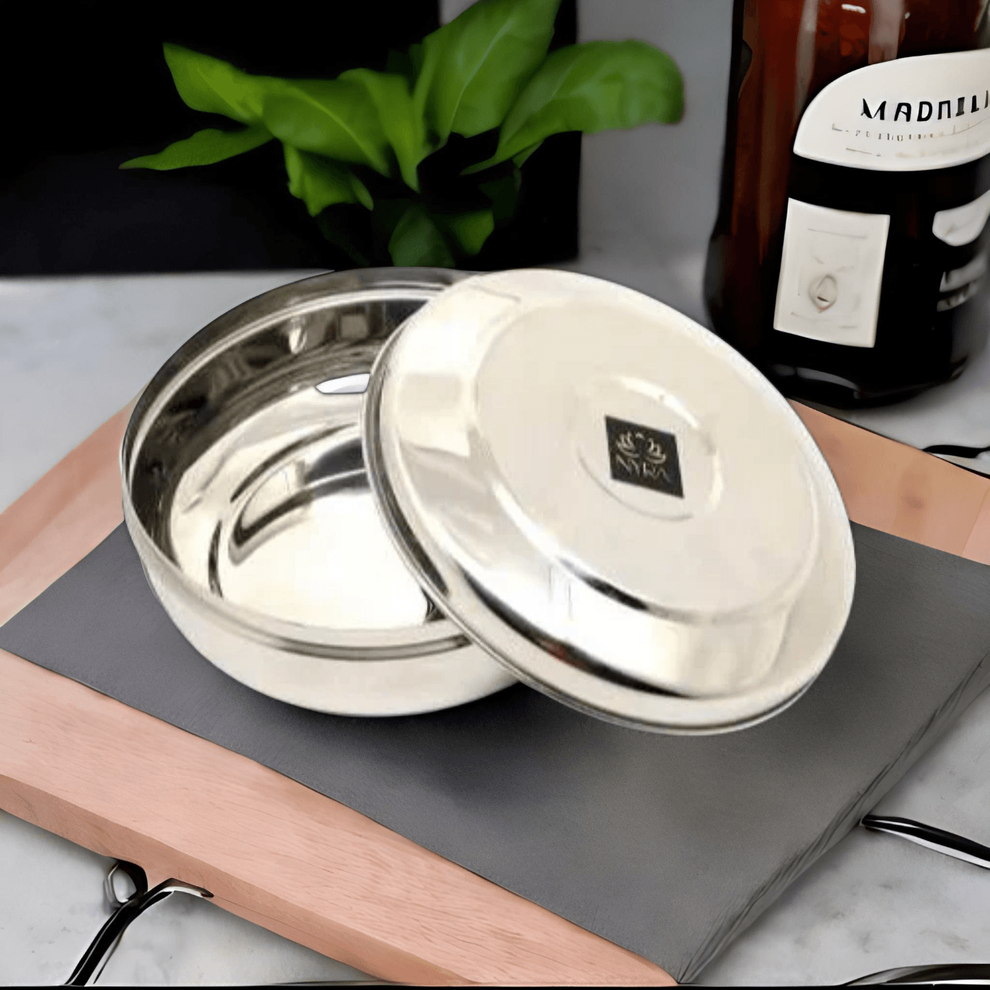 Nyra Stainless Steel Box for Chapati Dabba Round Canisters Puri Dabba Kitchen Storage Containers, Silver