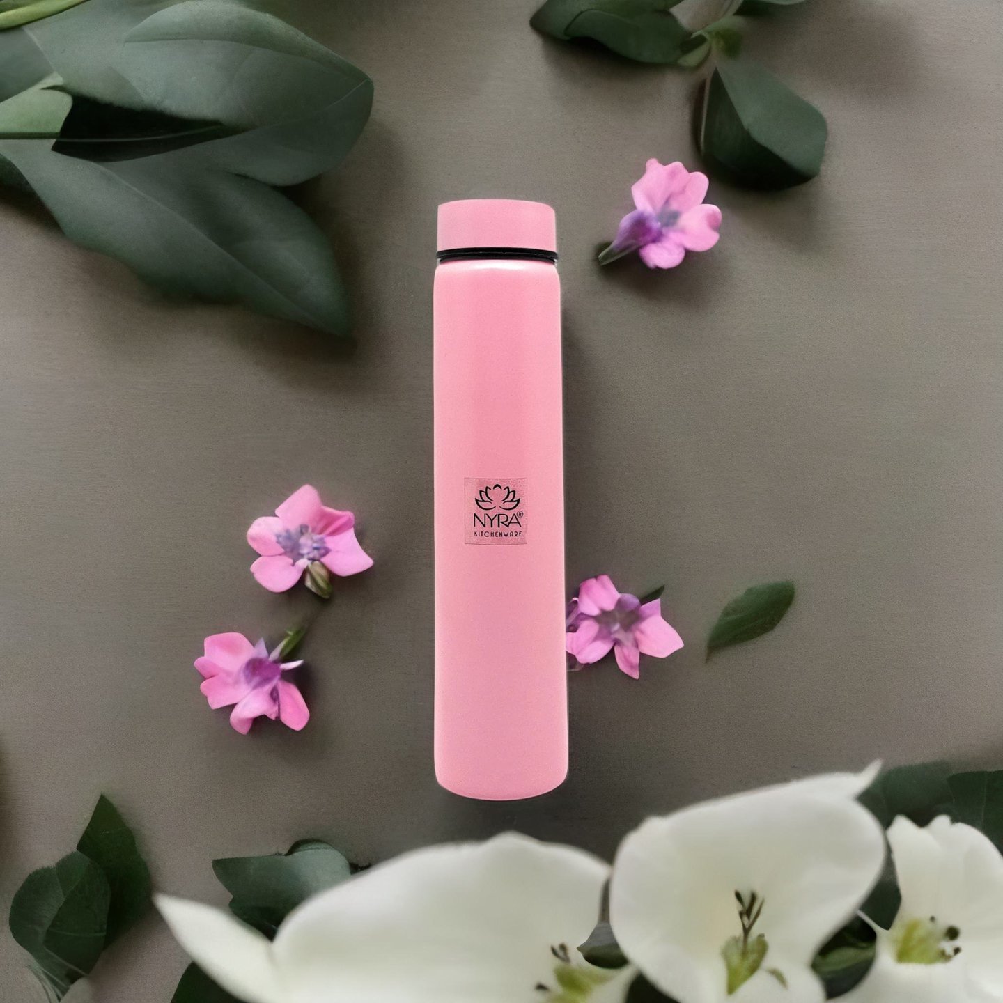 Nyra Stainless Steel Pocket Water Bottle  450 ML Small & Slim Single Walled Water Flask Bottle for Outdoor Office and Indoor use Fridge for Drinking Water  Pink