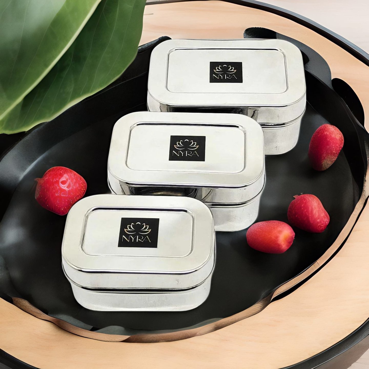 Nyra Stainless Steel Mini Rectangle Storage BoxContainers With Lid  Set of 3 Pcs 150 ML, 200 ML & 250 ML