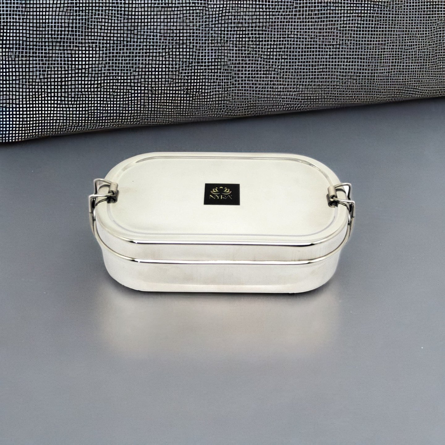 Nyra Stainless Steel Food Pack Lunch Box for SchoolOffice, Tiffin with Locking Clip for KidsAdults Veg Box Included - Rectangle