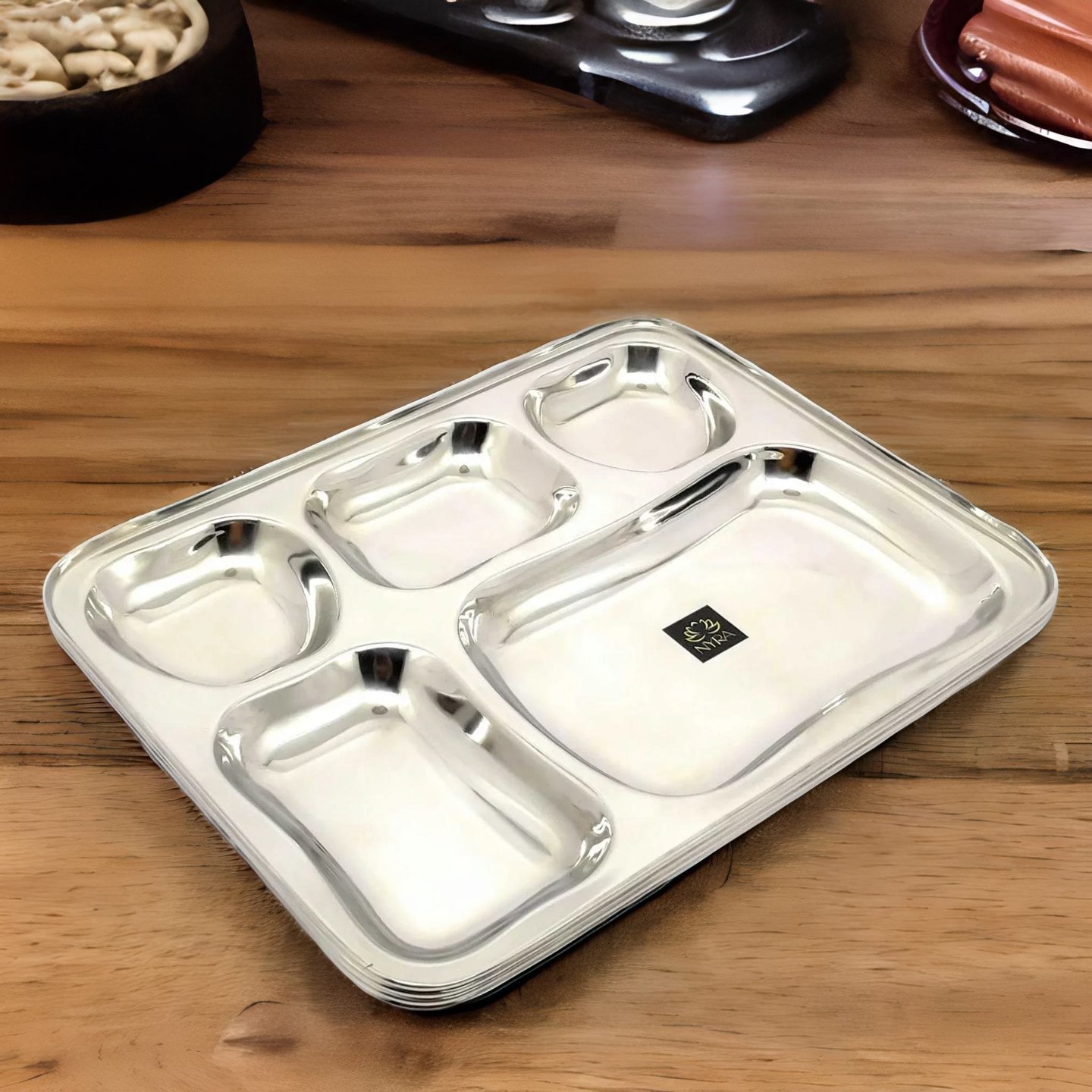 Nyra Stainless-Steel Apple shaped 5 in 1 divided compartment Bhojan Thali