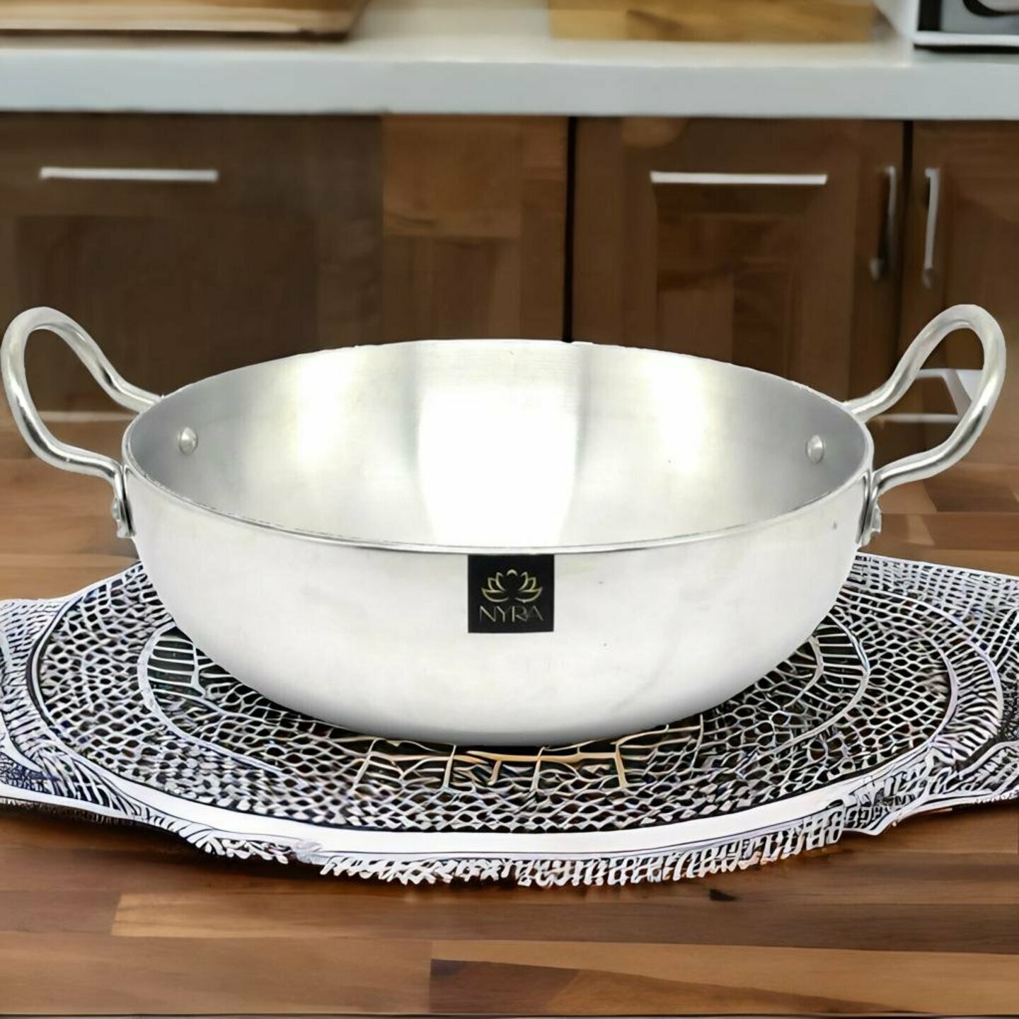 Nyra Aluminium Heavy Kadhai Wok Gas Compatible for Cooking, Frying for Daily Home Use, Kitchen, Hotel, Restaurant