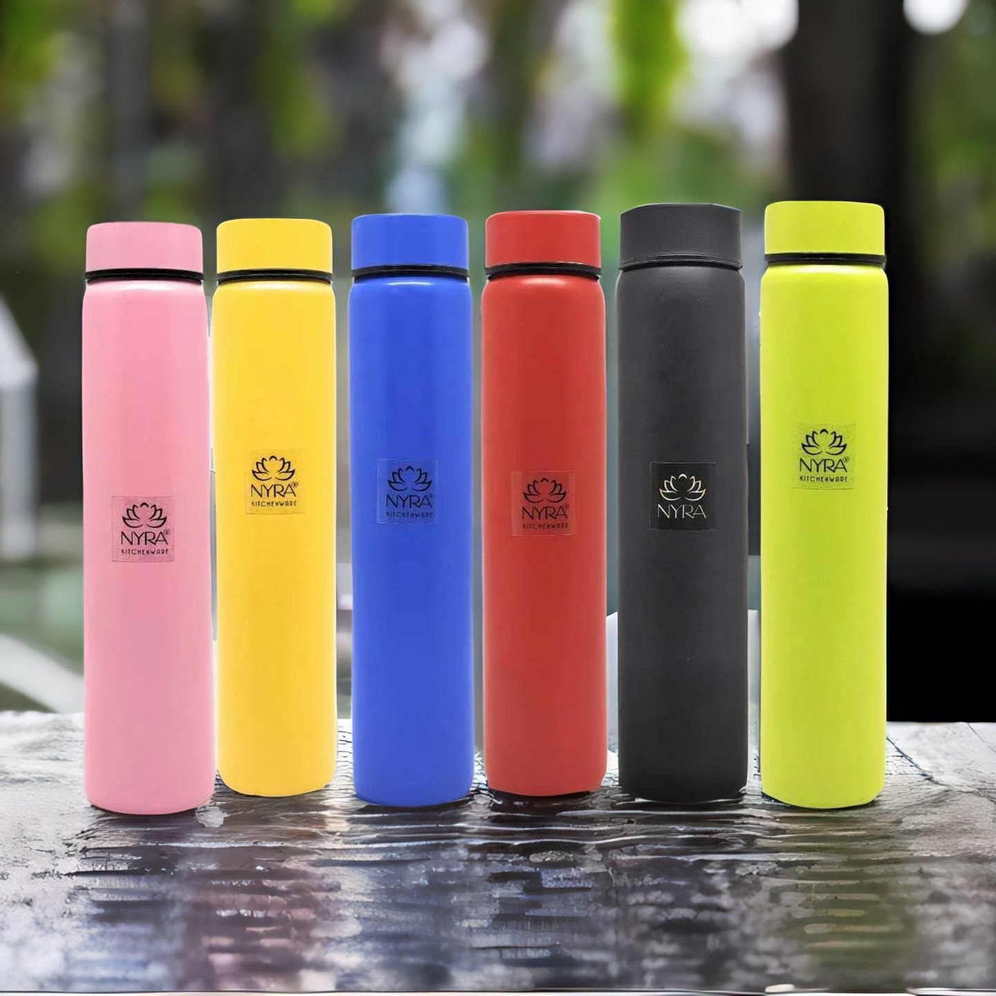 Nyra Stainless Steel Set of 6 Pcs Pocket Water Bottle  450 ML Each Small & Slim Single Walled Water Flask Bottle for Outdoor Office and Indoor use Fridge for Drinking Water