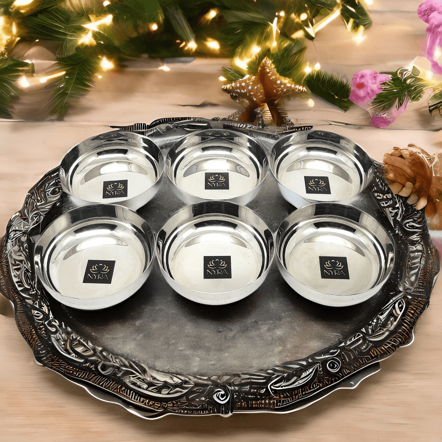 Nyra Stainless Steel Dessert Katori Vati Halwa Plate Ice Cream , Rasberry, Pudding Serving Dish Bowls Set of 6 Pcs for Curry, Sweet Dish, Salad, Soup Useful for Home, Restaurants, Hotels & Parties  200 ML each