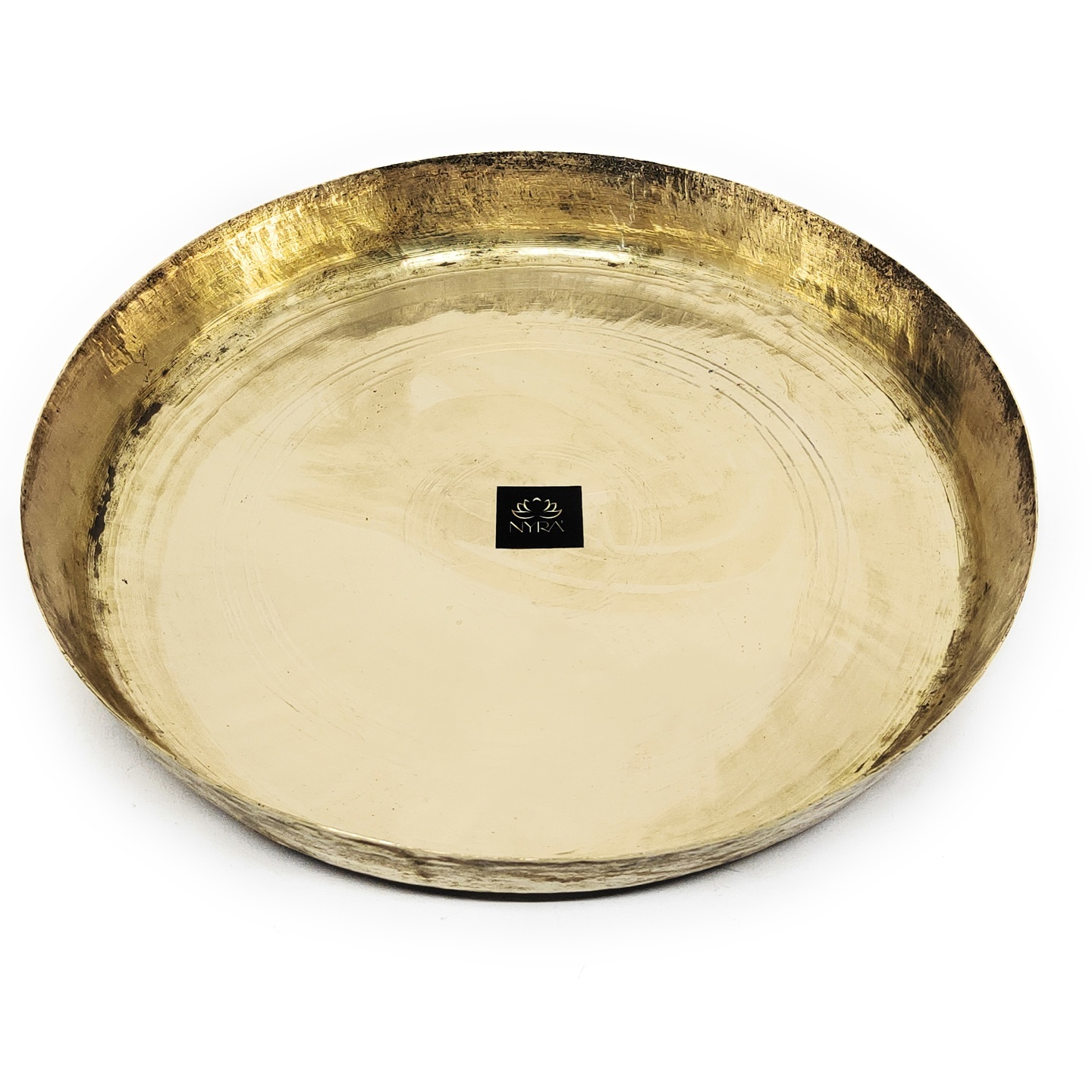 Nyra® Pure Brass/Peetal Plate Big Round Thali Flat Bottom for Pooja ...