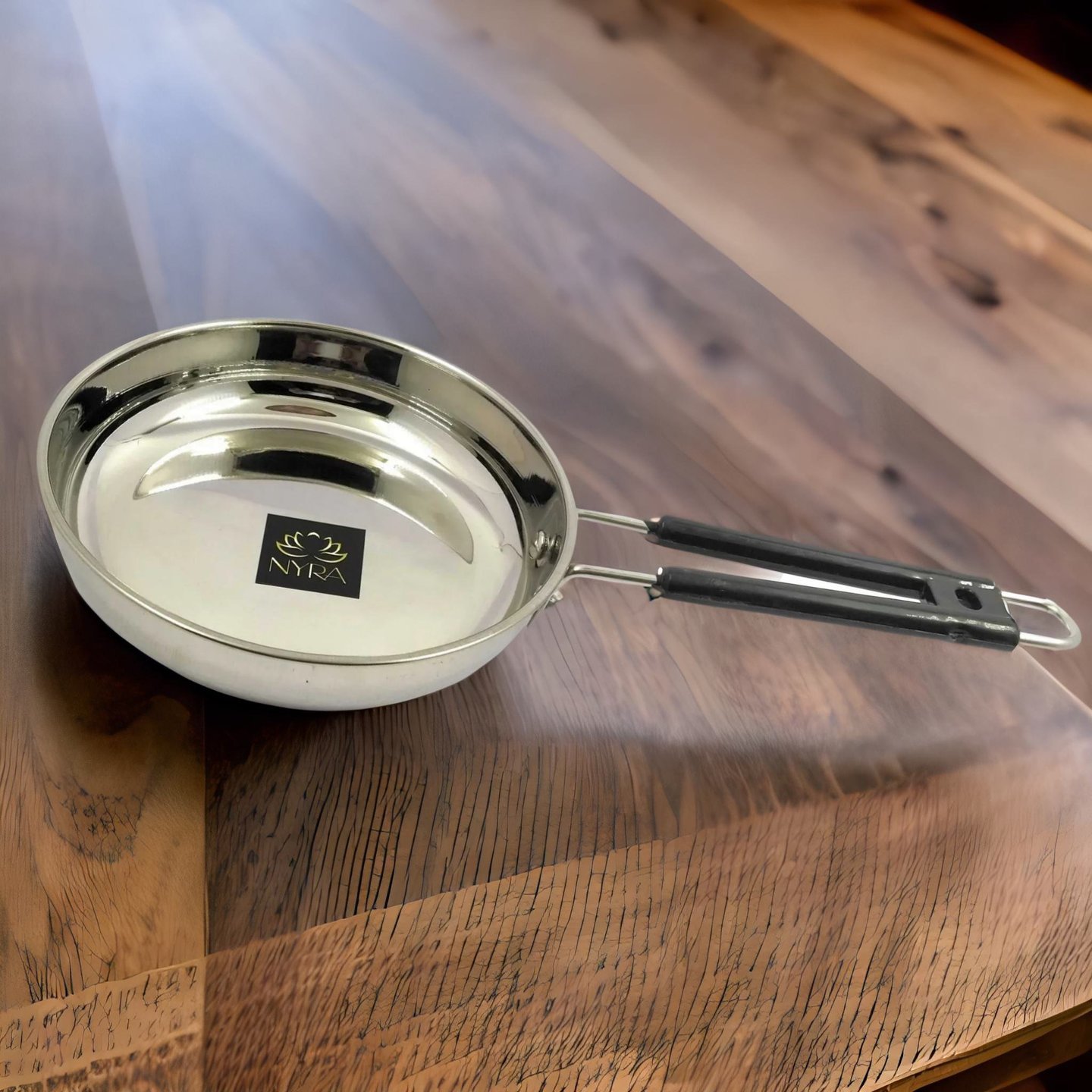 Nyra Stainless Steel Fry Pan with Riveted PVC Handle
