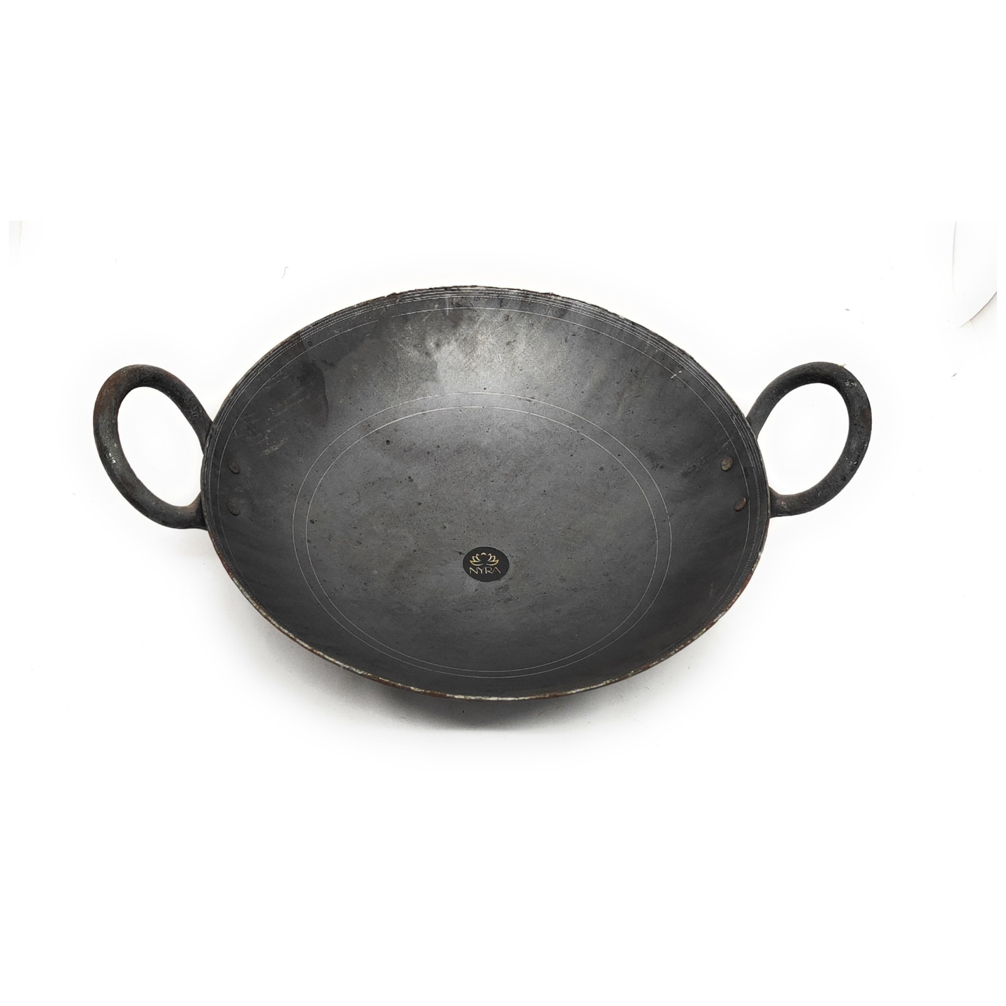 Nyra Natural Traditional Black Iron Kadhai for Cooking Handmade Heavy Base Loha Kadai Lokhand  Lokhandi with Handle